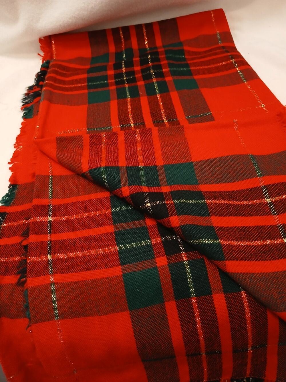 Christmas Plaid Red Gold Scarf Large Decorative Table Throw Shawl Multifunction